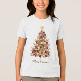 Gouden Bourgondische kerstboom vakantie T-shirt