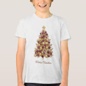 Gouden Bourgondische kerstboom vakantie T-shirt (Voorkant)