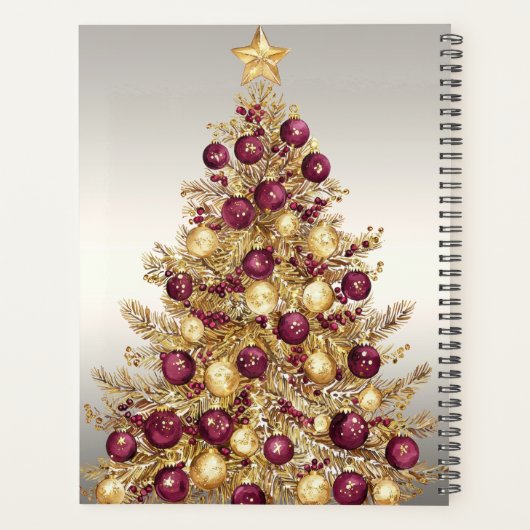 Gouden Bourgondische kerstboom vakantieplanner Planner (Achterkant)
