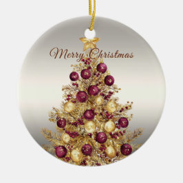 Gouden Bourgondische kerstboomvakantie Keramisch Ornament