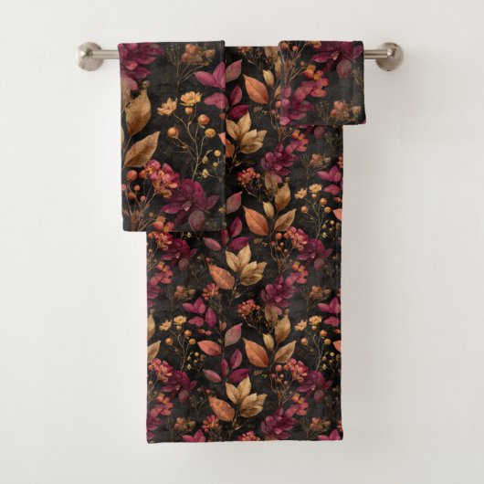 Gouden Bourgondische zwarte Waterverf botanische b Bad Handdoek (Insitu)