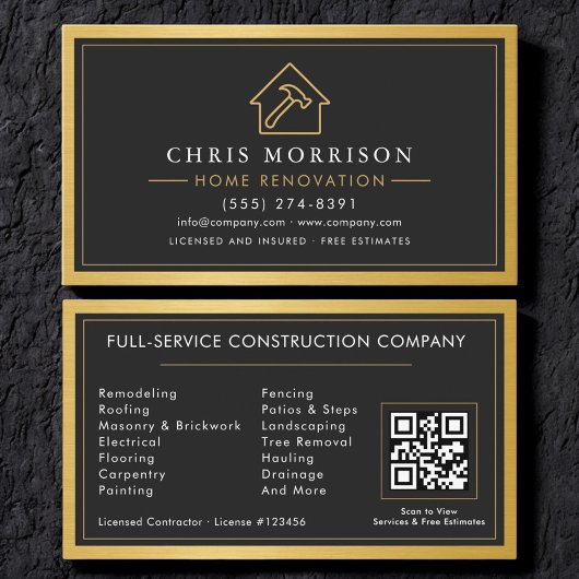 Gouden Bouwconstructie Home Renovatie QR Code Visitekaartje