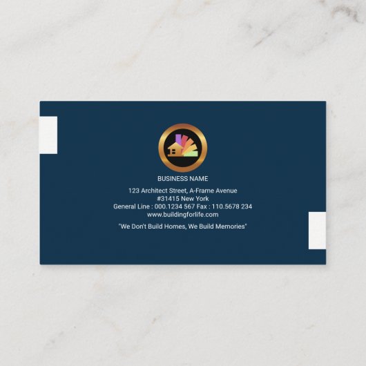 Gouden Bouwer Architect Home Faux Goud Icoon Visitekaartje (Achterkant)