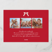 Gouden Bow Rood Merriest Kerstfoto Folie Feestdagenkaart (Achterkant)