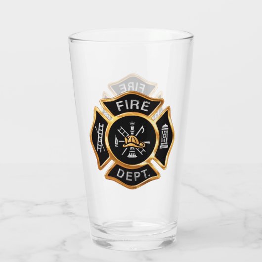 Gouden brandweer brandweer badge glas (Achterkant)