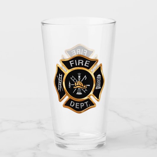 Gouden brandweer brandweer badge glas (Voorkant)