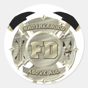 Gouden Brandweerman Brotherhood Symbool Ronde Sticker