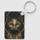 Gouden Breuk Kat Portret Statement Piece ✨ Sleutelhanger (Achterkant)