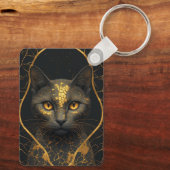 Gouden Breuk Kat Portret Statement Piece ✨ Sleutelhanger (Achterkant)