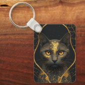 Gouden Breuk Kat Portret Statement Piece ✨ Sleutelhanger (Voorkant)