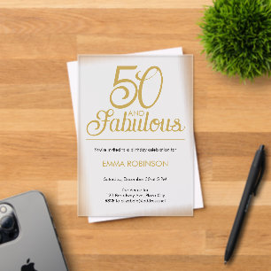 Gouden Brief "50 en Fabulous" Vijftigste Verjaarda Acryl Uitnodigingen