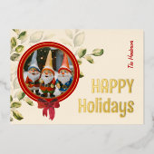 Gouden Brief Kerstmis Groeten rond Lijst - Folie Feestdagenkaart (Voorkant)