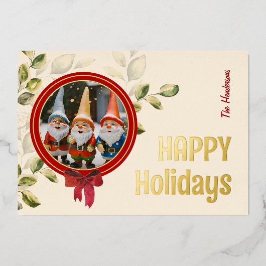 Gouden Brief Kerstmis Groeten rond Lijst - Folie Feestdagenkaart (Voorkant)