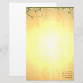 Gouden briefpapier met donkergroene wervelingen (Voorkant / Achterkant)