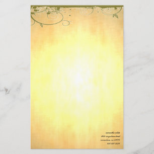 Gouden briefpapier met donkergroene wervelingen