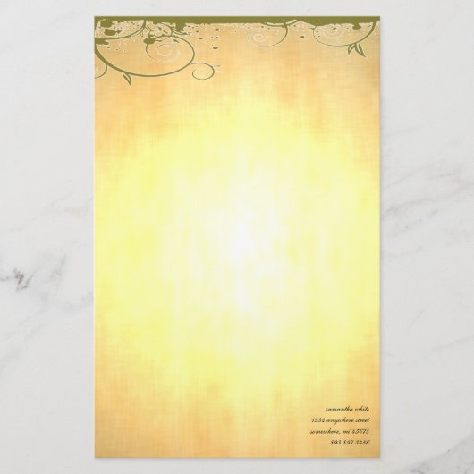 Gouden briefpapier met donkergroene wervelingen (Voorkant)