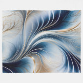 Gouden bries - Stroom van blauw en goud Abstracte Fleece Deken (Voorkant (Horizontaal))