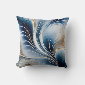Gouden Bries - Stroom van Blauw en Goud Abstracte  Kussen