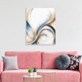 Gouden Bries Zachte Blauwe en Gouden Stromende Kun Canvas Afdruk