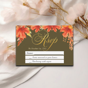 Gouden Brieven Herfst Bloemen Maple Bladeren Huwel RSVP Kaartje