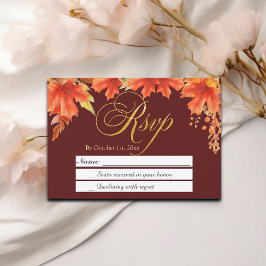 Gouden Brieven Herfst Bloemen Maple Bladeren Huwel RSVP Kaartje