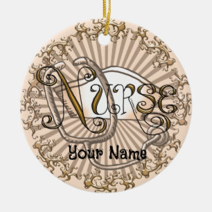 Gouden brieven verpleegster keramisch ornament