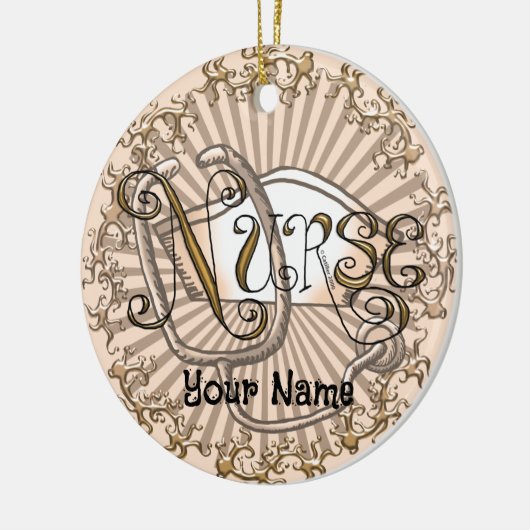 Gouden brieven verpleegster keramisch ornament (Links)