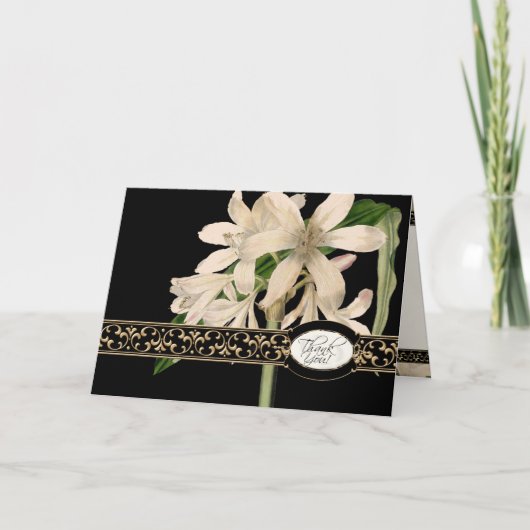 Gouden Brocade Bloemen Formele Elegant Dank u Opme Bedankkaart (Voorkant)