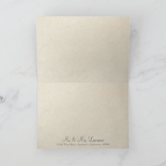 Gouden Brocade Bloemen Formele Elegant Dank u Opme Bedankkaart (Binnen)