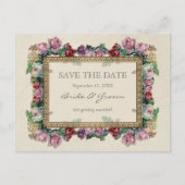 Gouden Brocade Floral Formal Elegant Save the Date Aankondigingskaart (Voorkant)