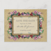 Gouden Brocade Floral Formal Elegant Save the Date Aankondigingskaart (Voorkant)