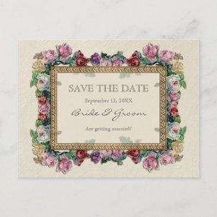 Gouden Brocade Floral Formal Elegant Save the Date Aankondigingskaart