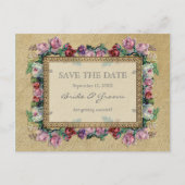 Gouden Brocade Floral Formal Elegant Save the Date Aankondigingskaart (Voorkant)
