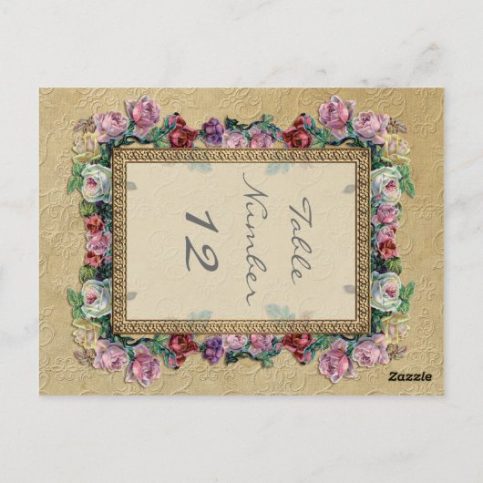 Gouden Brocade Floral Formele Elegante Tafelnummer (Achterkant)