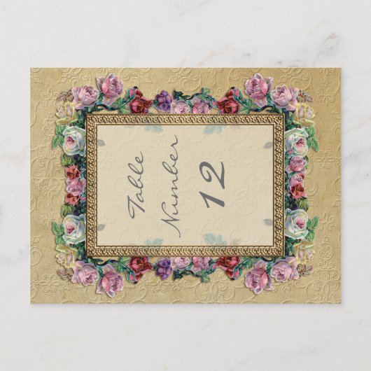 Gouden Brocade Floral Formele Elegante Tafelnummer (Voorkant)