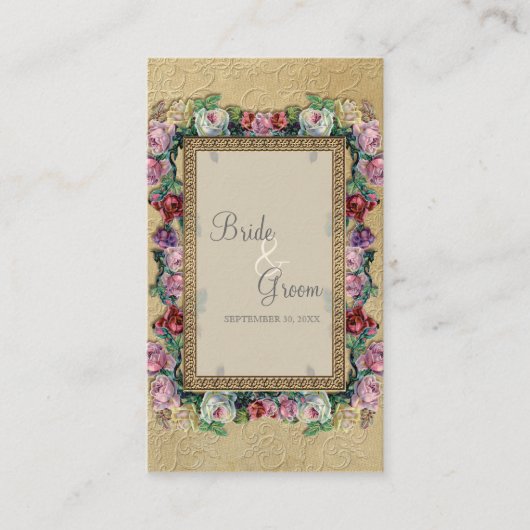 Gouden Brocade Floral Formele Elegante Zitting Kaa Plaatskaartje (Voorkant)