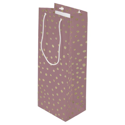 Gouden Bronze Dot Patroon Gift Bag Wijn Cadeautas (Voorkant Gekanteld)