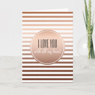 Gouden Bronze Ombre Stripes Love Kaart