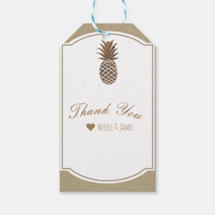 Gouden Bronzen Ananas Kraft Natuurlijk Tropisch Cadeaulabel