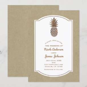 Gouden Bronzen Ananas Kraft Natuurlijke Tropisch Kaart