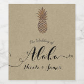 Gouden Bronzen Ananas Kraft Natuurlijke Wijn Wijn Etiket (Enkel label)