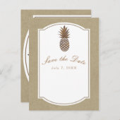 Gouden Bronzen Ananas Kraft Save the Date Aankondigingskaart (Voorkant / Achterkant)