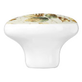 Gouden Bronzen Bladeren Amandelbeige Glam Herfst Keramische Knop (Zijkant)