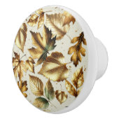 Gouden Bronzen Bladeren Amandelbeige Glam Herfst Keramische Knop (Rechts)