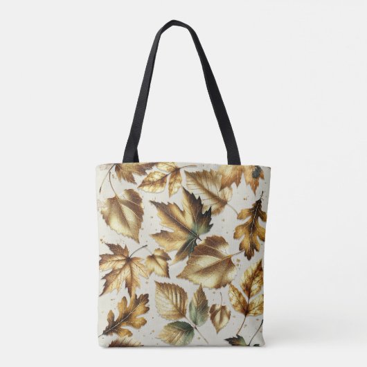 Gouden Bronzen Bladeren Amandelbeige Glam Herfst Tote Bag (Achterkant)
