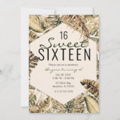 Gouden bronzen glitter tropische palmbladeren zoet kaart (Voorkant)