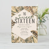 Gouden bronzen glitter tropische palmbladeren zoet kaart (Staand voorkant)