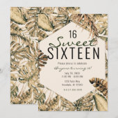 Gouden bronzen glitter tropische palmbladeren zoet kaart (Voorkant / Achterkant)