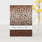 Gouden Bronzen Luipaard Print Verjaardag Kaart (Gele Bloem)