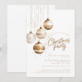 Gouden Bronzen Ornamenten Baubles Kerstfeest Kaart (Voorkant / Achterkant)